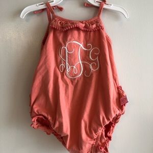 Coral Romper with Ruffles